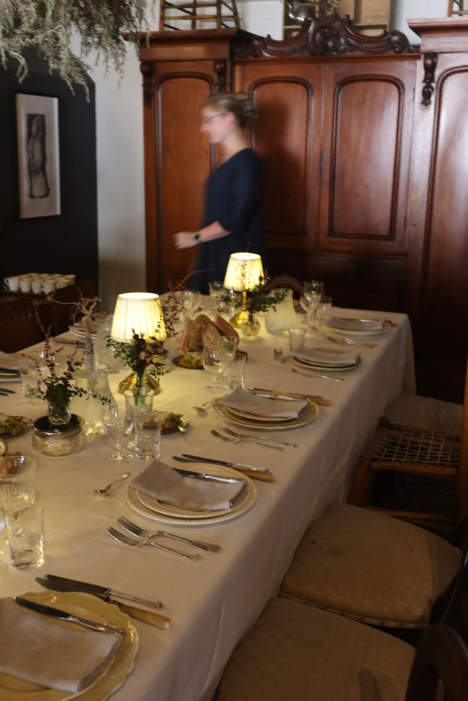 Table set for Wednesday Kitchen Dinner at San Gabriel