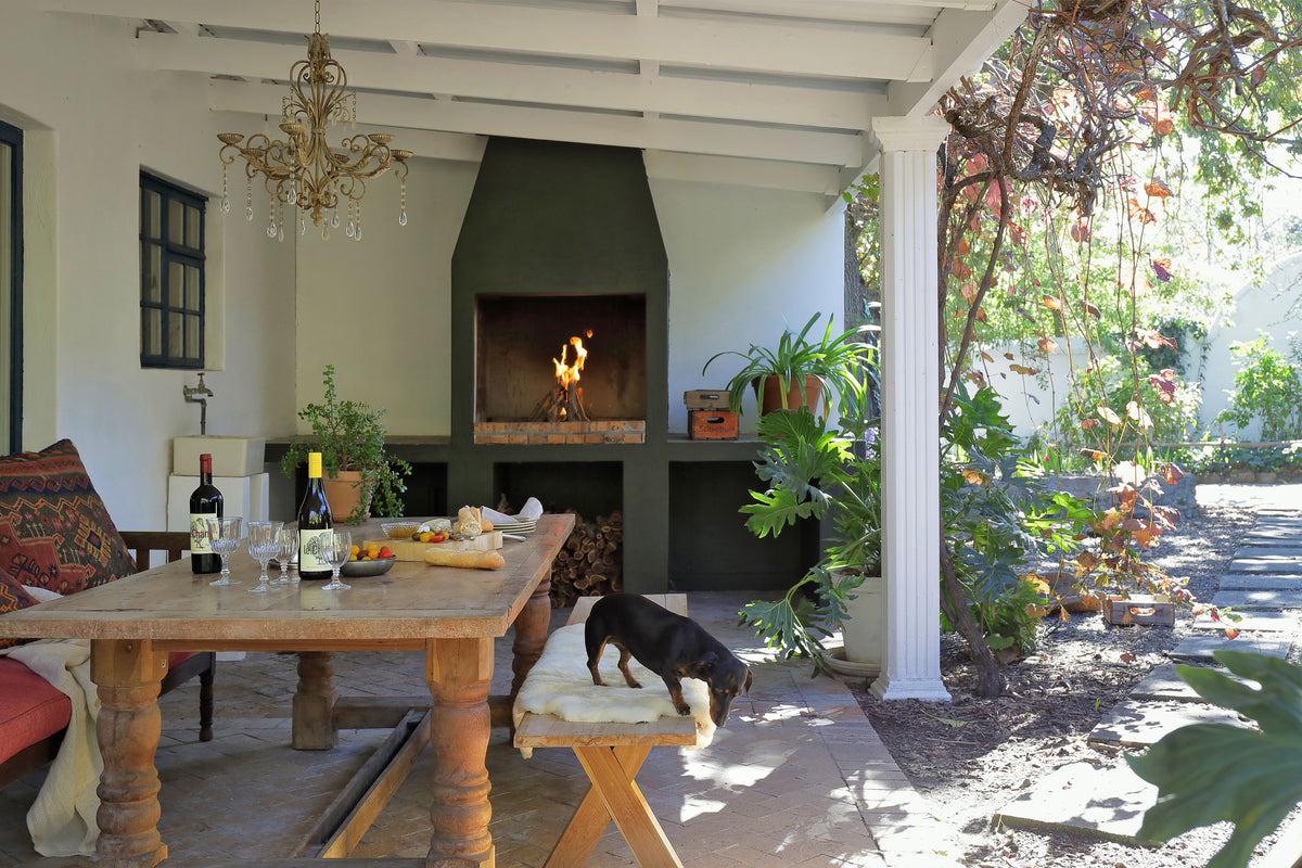 Private covered veranda and braai area at Olive Cottage